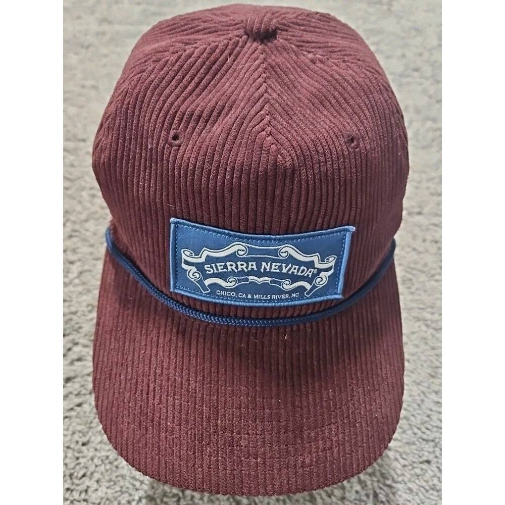 Sierra Nevada Hat Snapback Burgundy Corduroy Brewery Rope Baseball Cap Beer